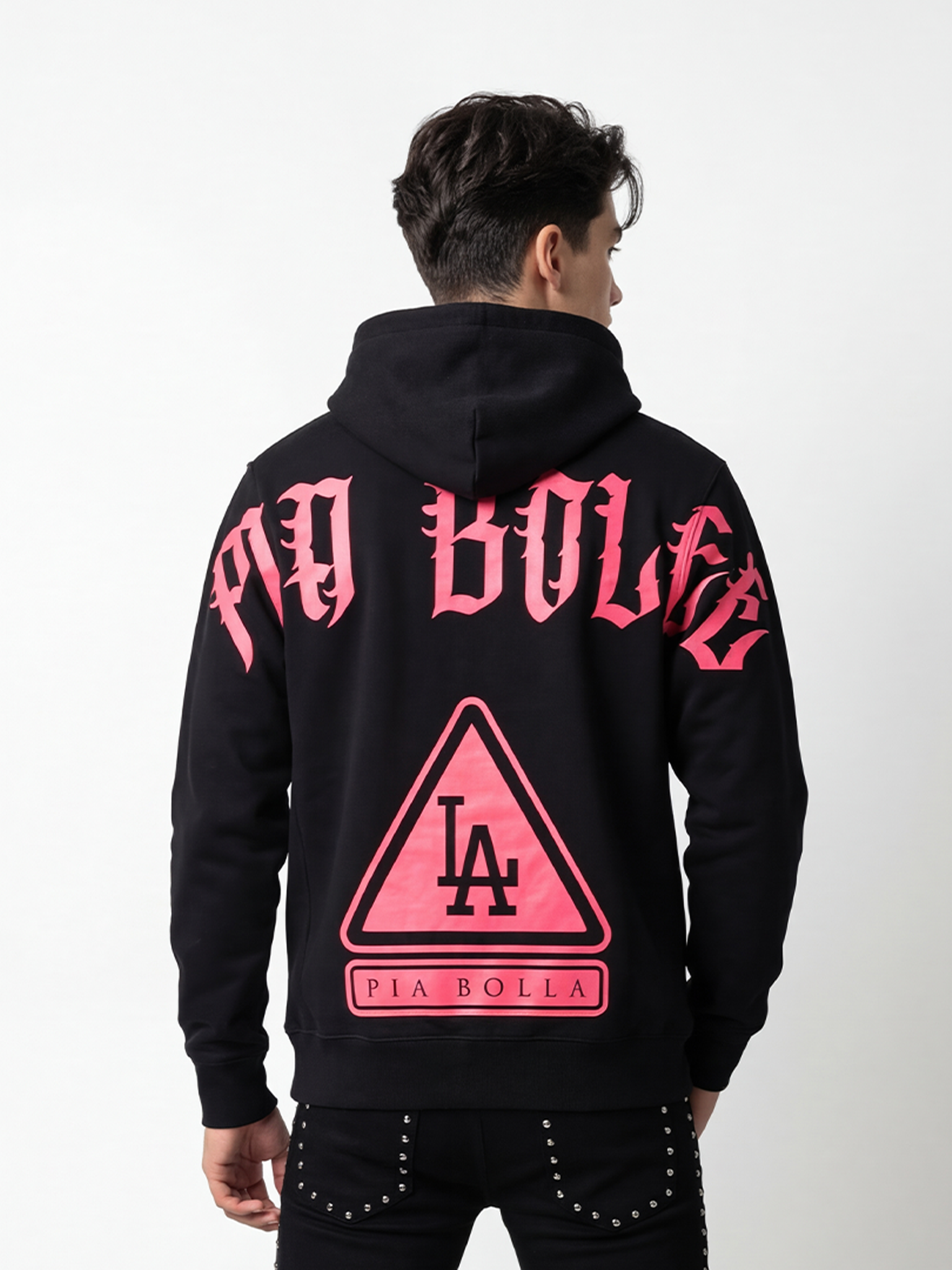 Hoodie LA black neon pink - PIA BOLTE® COUTURE