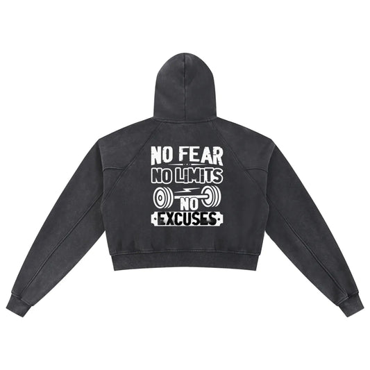 KILLERCLAW® Snow Washed Cropped Hoodie – NO FEAR. NO LIMITS. - PIA BOLTE® COUTURE