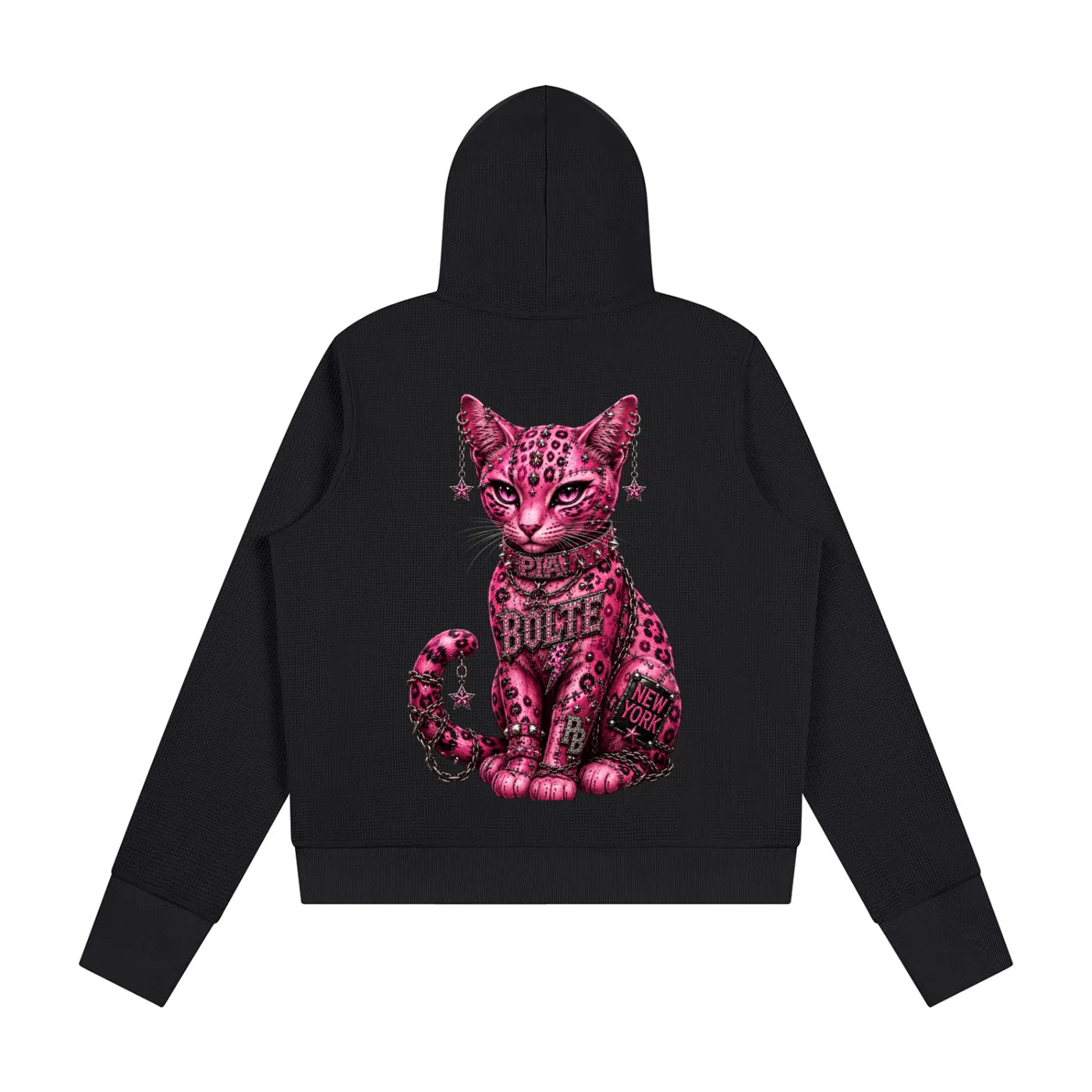 PIA BOLTE® PINK LEOPARD CAT STATEMENT FULL ZIP HOODIE