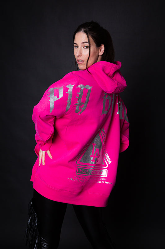 Hoodie LA pink silver