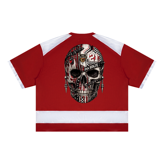 PIA BOLTE® Skull Red Hockey Mesh Lace-Up Jersey