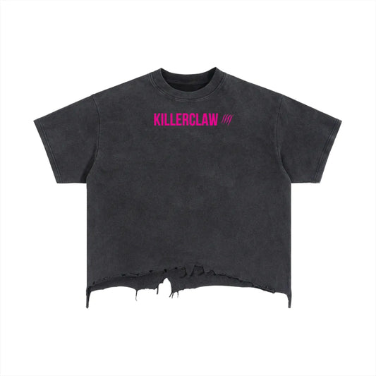 KILLERCLAW® Vintage Wash Boxy Distressed T-Shirt – Neon Killer Edition