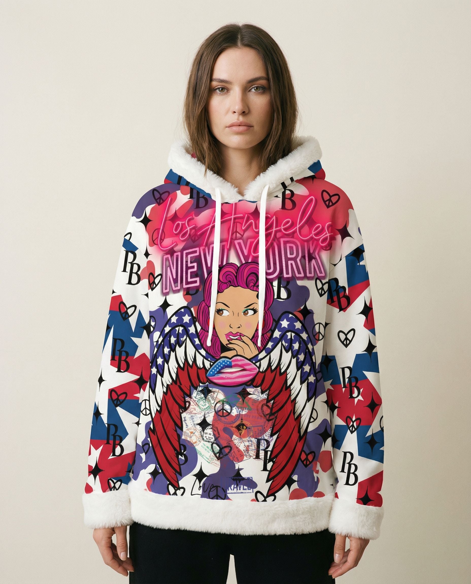 PIA BOLTE® Winter Hoodie – NYC Stars Angel Edition Cozy Glam - PIA BOLTE® COUTURE