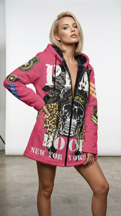 Hoodie Jacket purple Skull Indianer (Back)