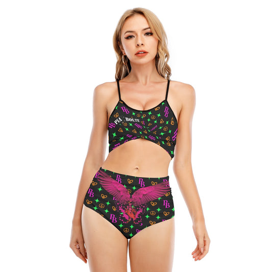 Women Cross Straps Bikini Pink Pegasus Wild Tiger PB ᴸᴵᴹᴵᵀᴱᴰ