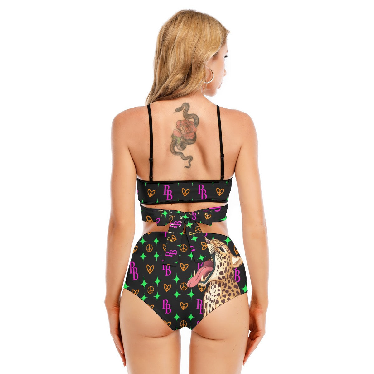 Women Cross Straps Bikini Pink Pegasus Wild Tiger PB ᴸᴵᴹᴵᵀᴱᴰ