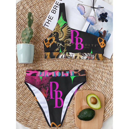 Women One Shoulder Bikini Wild Animal PB ᴸᴵᴹᴵᵀᴱᴰ