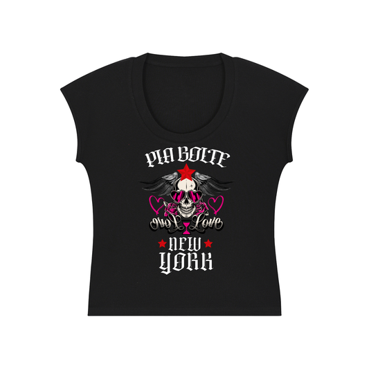 PIA BOLTE® Crop Shirt - Love Skull in schwarz