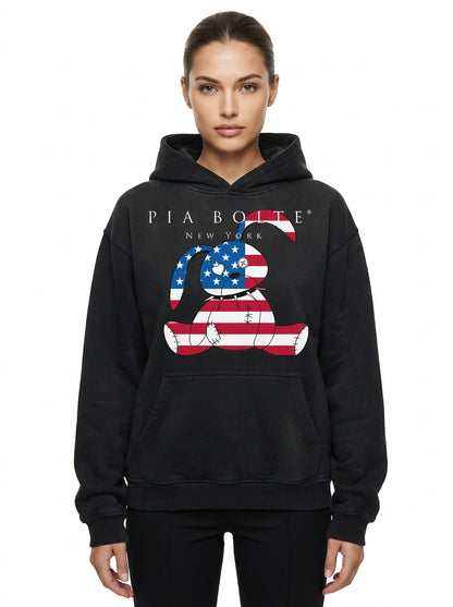 Hoodie Fleece black washed fleece bambii - PIA BOLTE® COUTURE