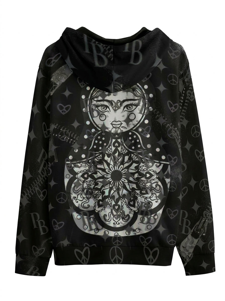 PIA BOLTE® Hoodie - Black Hologram Matroschka - PIA BOLTE® COUTURE