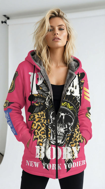 Hoodie Jacket purple Skull Indianer (Back)