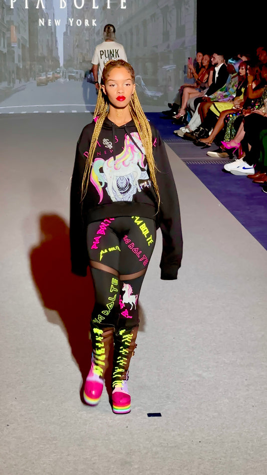 Hoodie CROP Skull DJ & unicorn