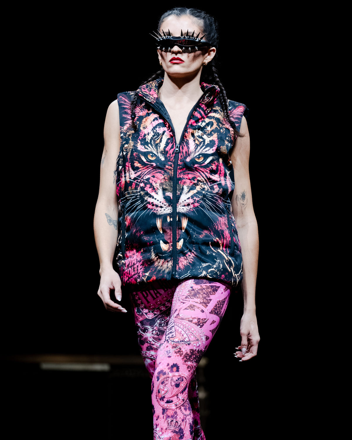 PIA BOLTE® PINK WILD TIGER & ROCKSTAR CAT STATEMENT VEST