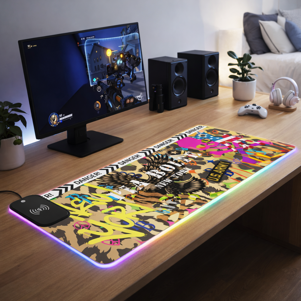 PIA BOLTE® Rebel Gaming Desk Mat – RGB Wireless Charging Luxury Edition - PIA BOLTE® COUTURE