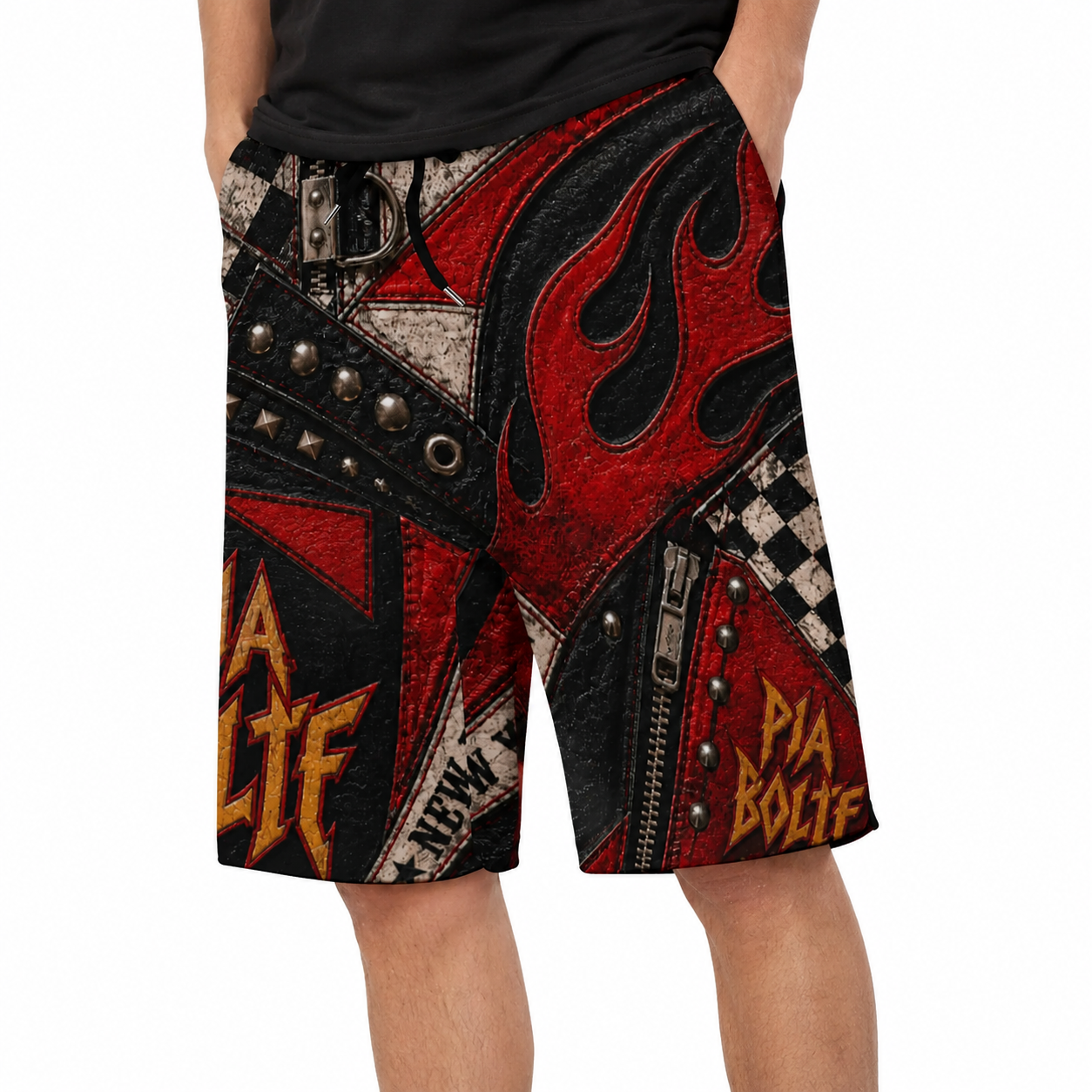 PIA BOLTE® Rebel Shorts – Red Punk Edition
