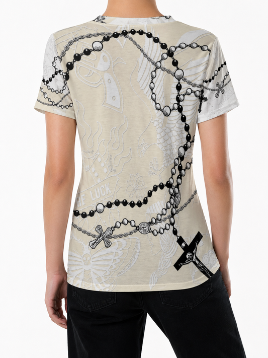 PIA BOLTE® Pray V-Neck Statement Shirt – Urban Edge Print