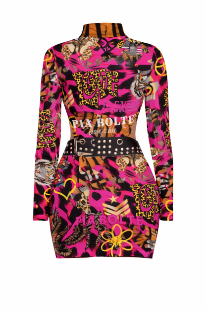 PIA BOLTE® Rebel Love Mini Dress – Neon Punk Couture