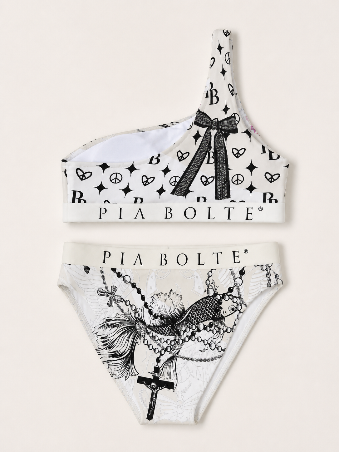 PIA BOLTE® One Shoulder Bikini – Pray Pink Cross Chain Edition