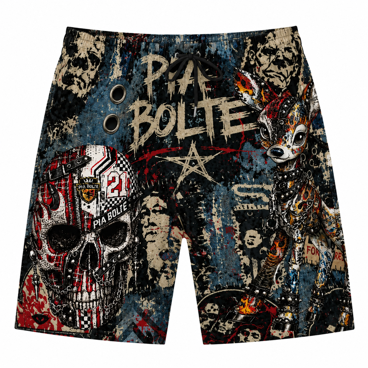 PIA BOLTE® Shorts Men Urban Chaos – Skull Graffiti Edition