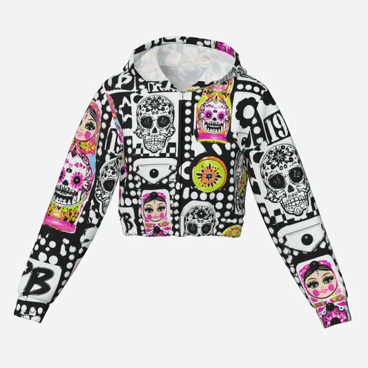 PIA BOLTE® Crop Hoodie SUGAR SKULL FIESTA - PIA BOLTE® COUTURE