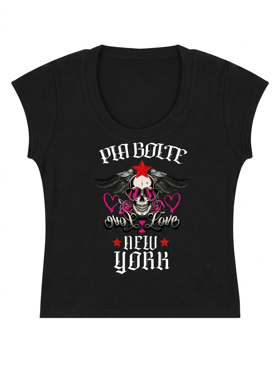 PIA BOLTE® Crop Shirt - Love Skull in schwarz - PIA BOLTE® COUTURE