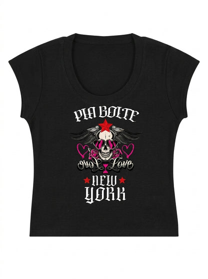 PIA BOLTE® Crop Shirt - Love Skull in schwarz - PIA BOLTE® COUTURE