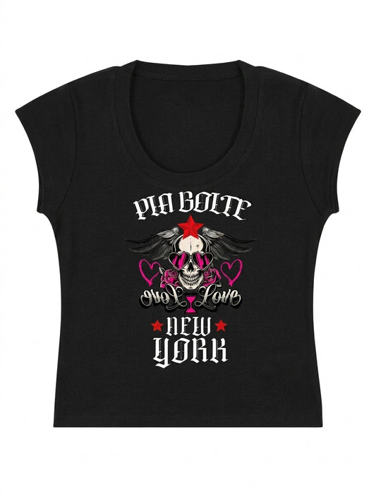 PIA BOLTE® Crop Shirt - Love Skull in schwarz - PIA BOLTE® COUTURE