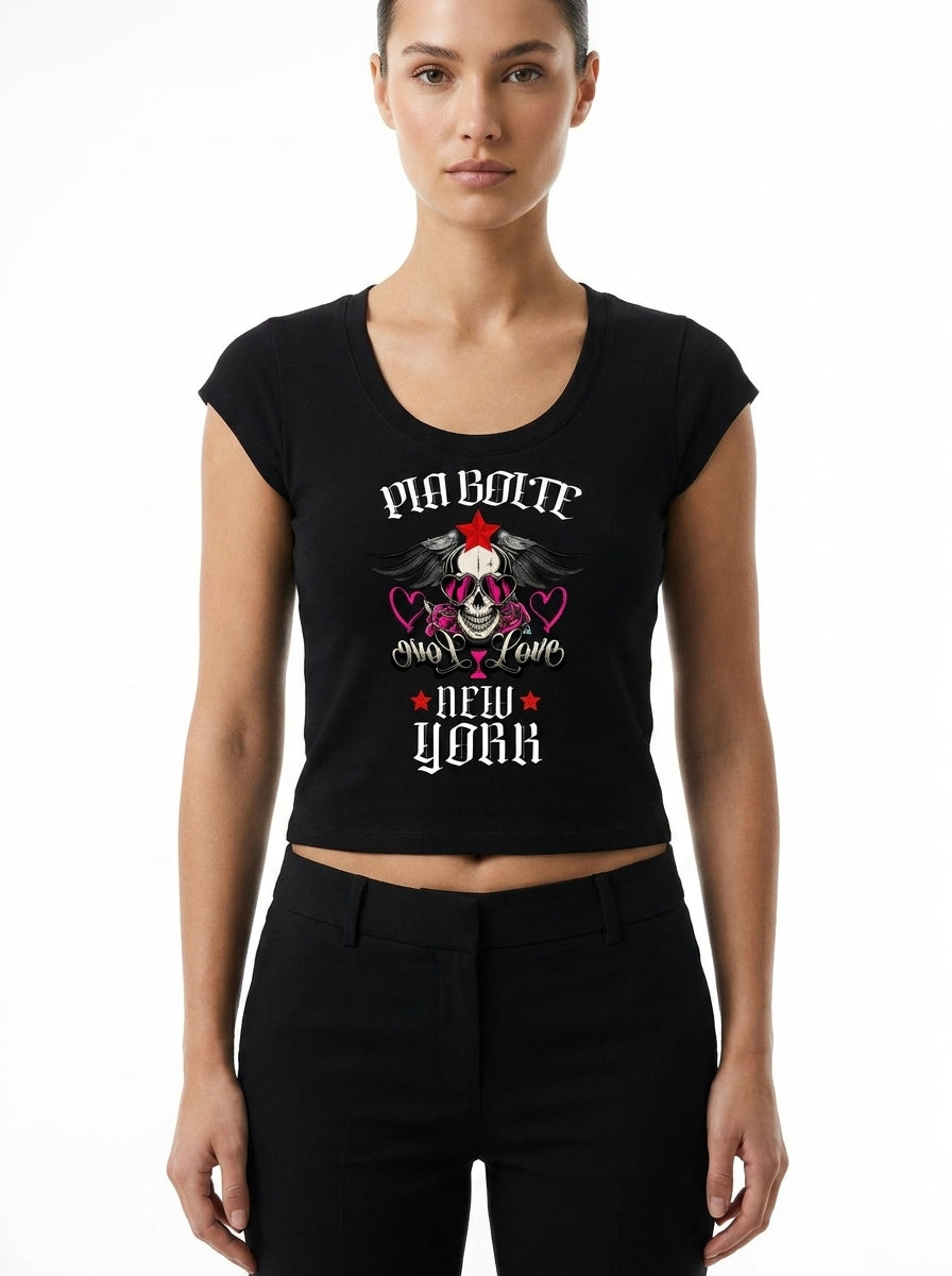 PIA BOLTE® Crop Shirt - Love Skull in schwarz - PIA BOLTE® COUTURE