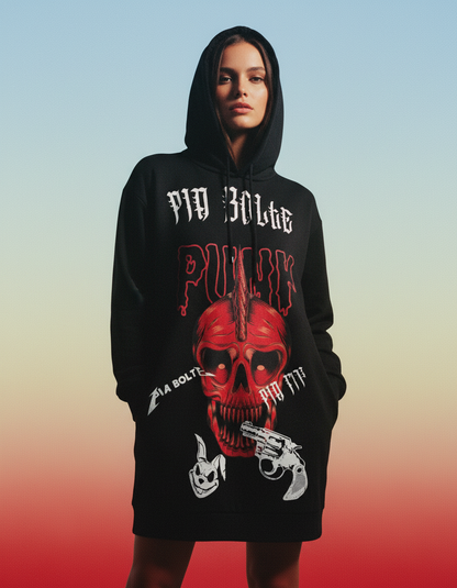 Hoodie long PUNK SKULL