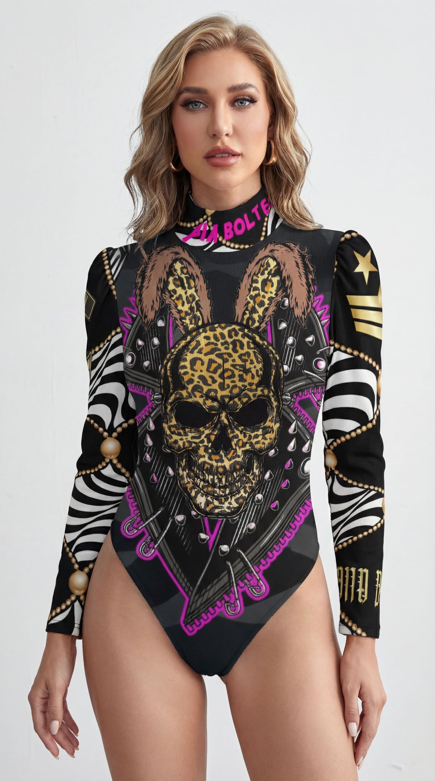 PIA BOLTE® purple Leo skull Bodysuit