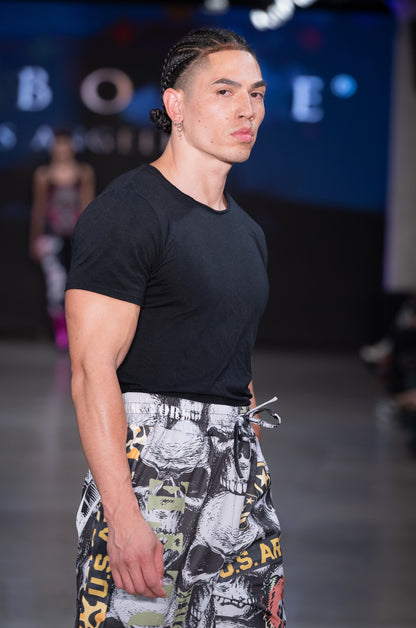 Jogger black/white skull army