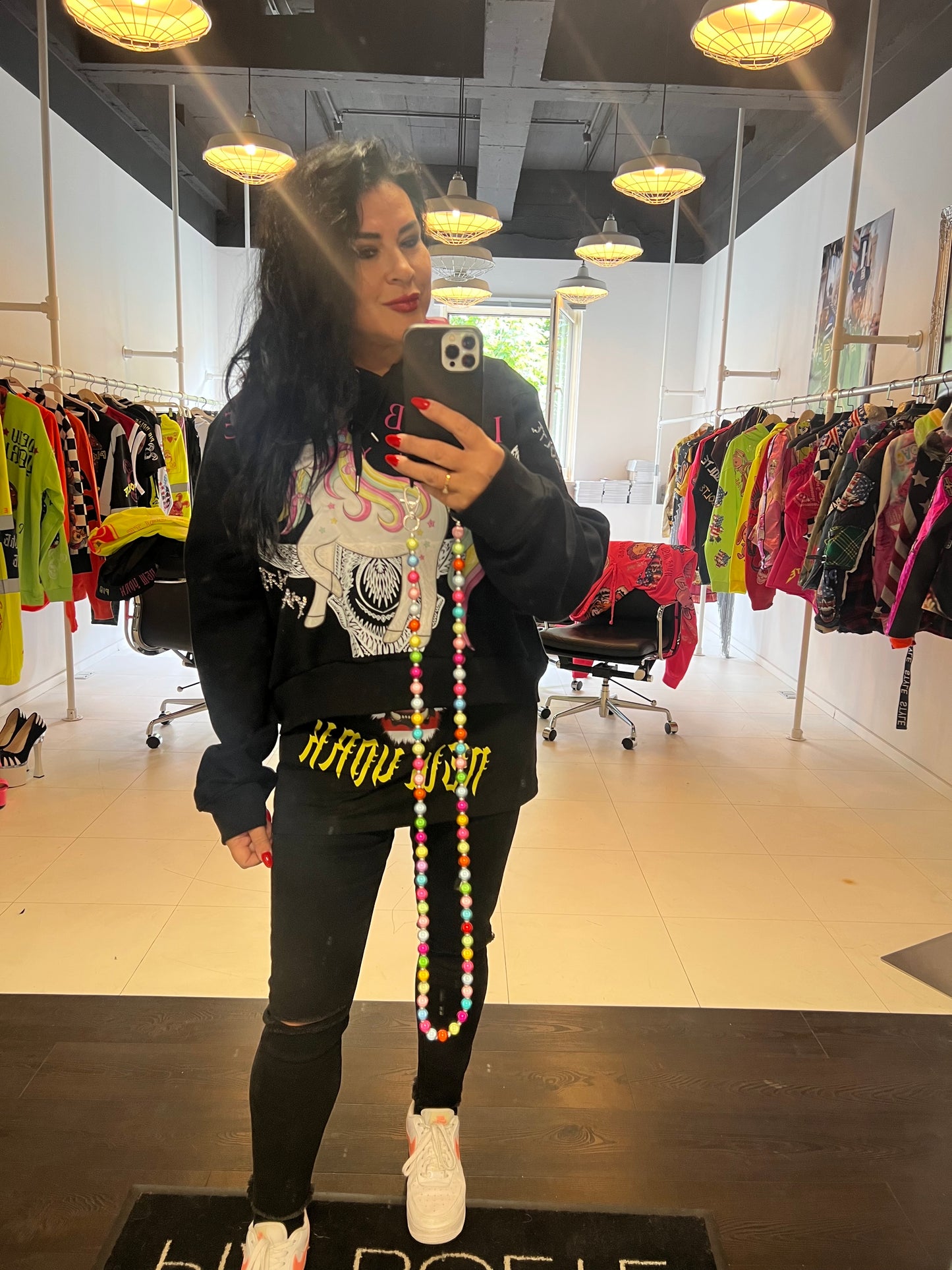 Hoodie CROP Skull DJ & unicorn