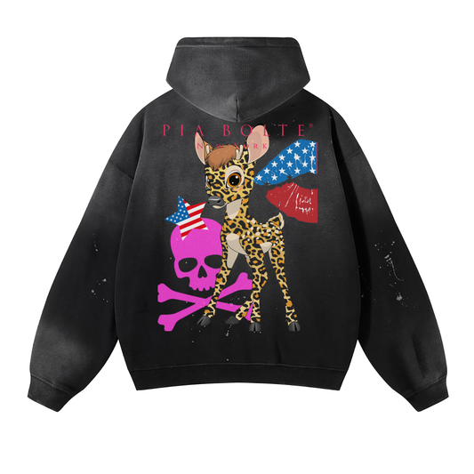 Fleece Hoodie american Bambii leopard roses ᴸᴵᴹᴵᵀᴱᴰ