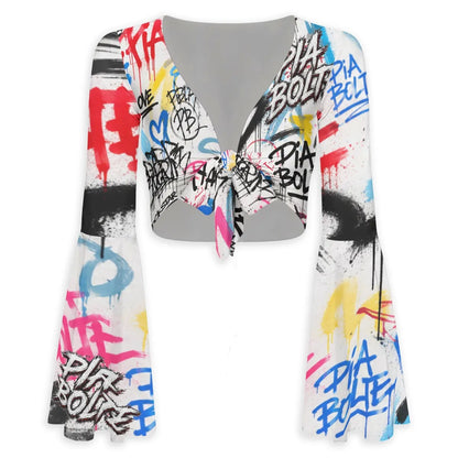 PIA BOLTE® Graffiti Tie Front Blouse