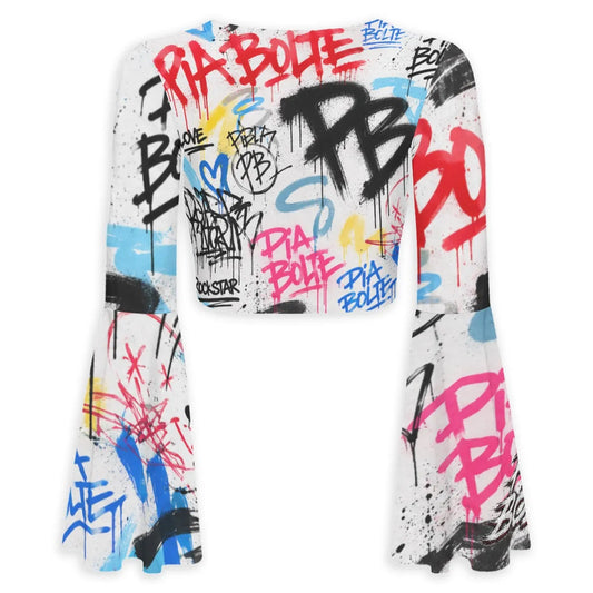 PIA BOLTE® Graffiti Tie Front Blouse