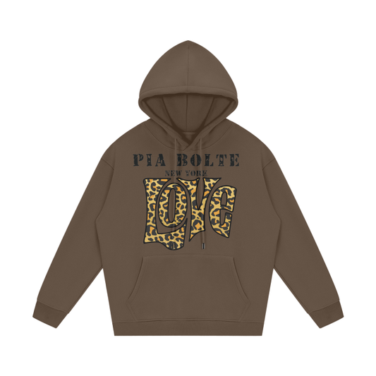 Hoodie brown LOVE Leostyle Skulls (unisex)