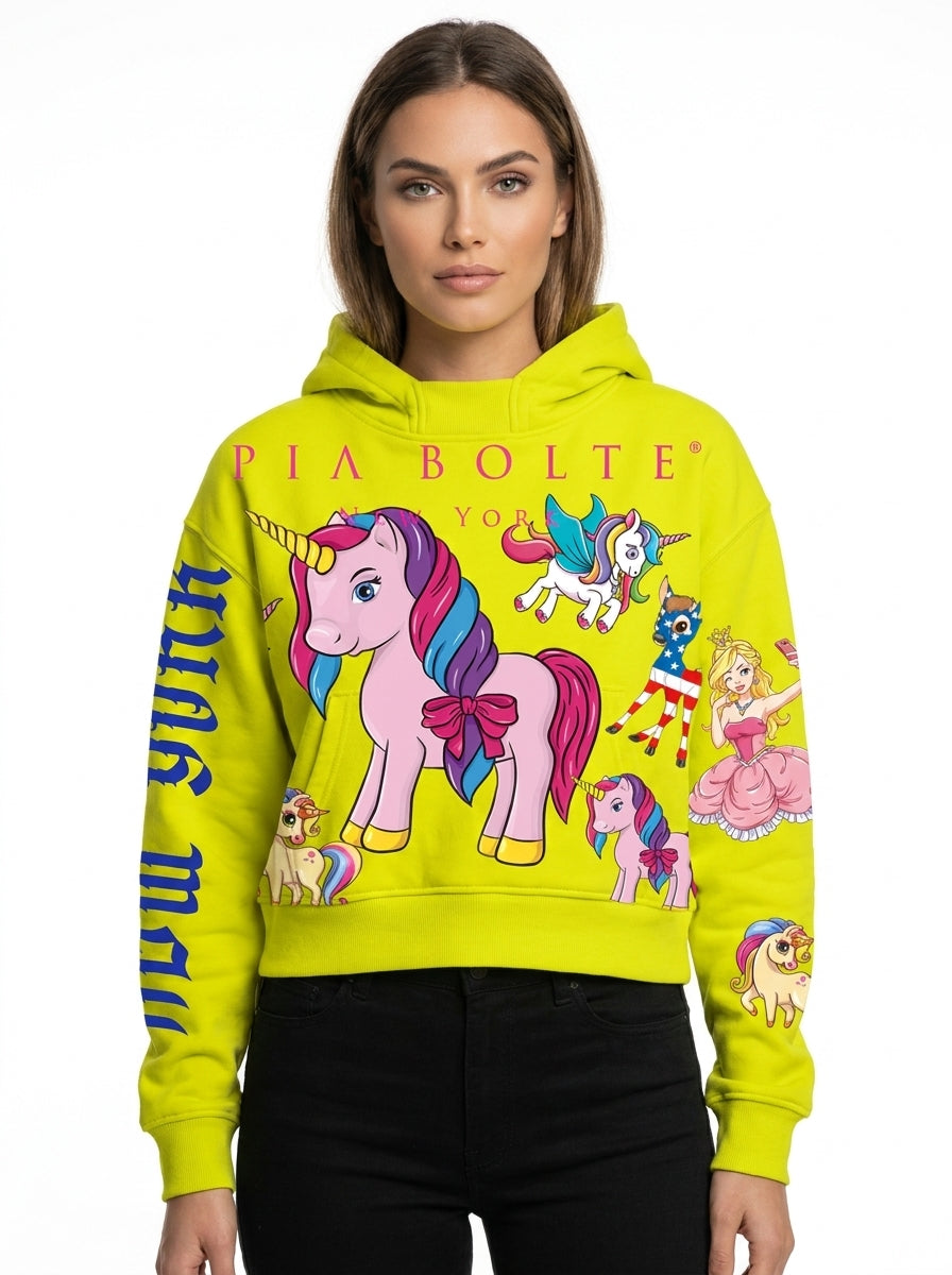 Hoodie CROP UNICORN & Dog - PIA BOLTE® COUTURE