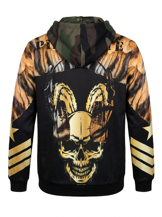 Hoodie Jacket black Tiger Skull unisex - PIA BOLTE® COUTURE