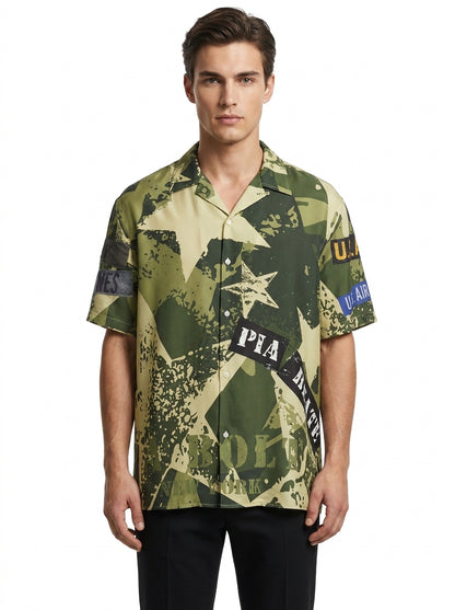 Men Silk Short-Sleeved Shirt U.S. Army Star - PIA BOLTE® COUTURE
