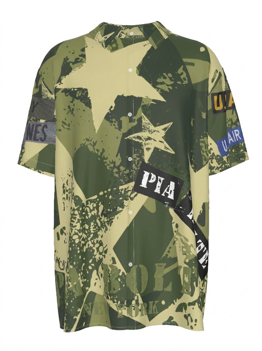 Men Silk Short-Sleeved Shirt U.S. Army Star - PIA BOLTE® COUTURE