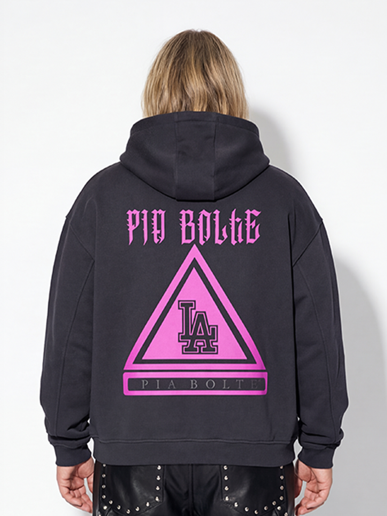 WINTER Hoodie LA black pink fleece - PIA BOLTE® COUTURE