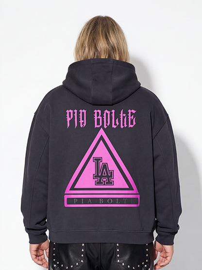 WINTER Hoodie LA black pink fleece - PIA BOLTE® COUTURE