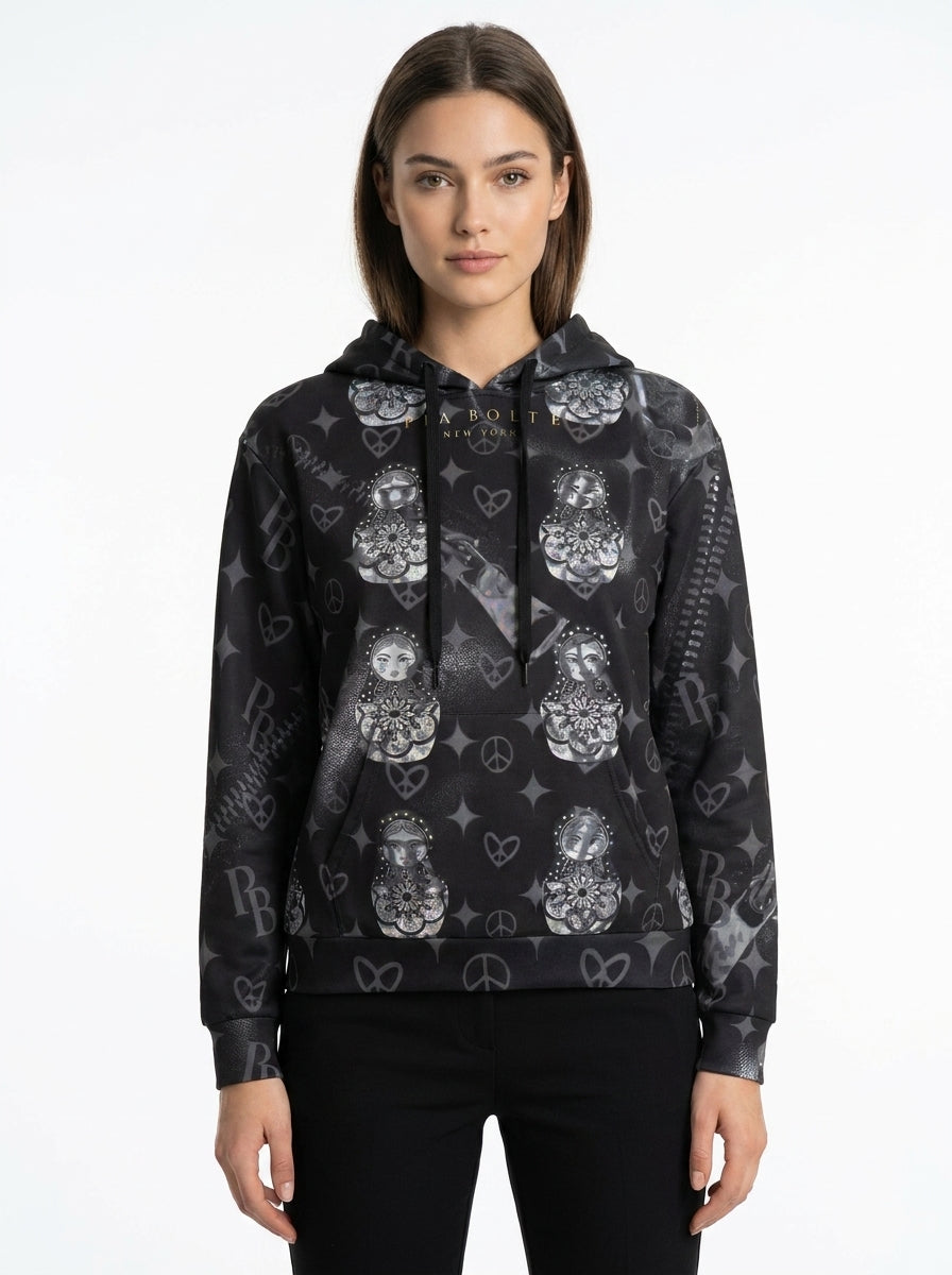 PIA BOLTE® Hoodie - Black Hologram Matroschka - PIA BOLTE® COUTURE