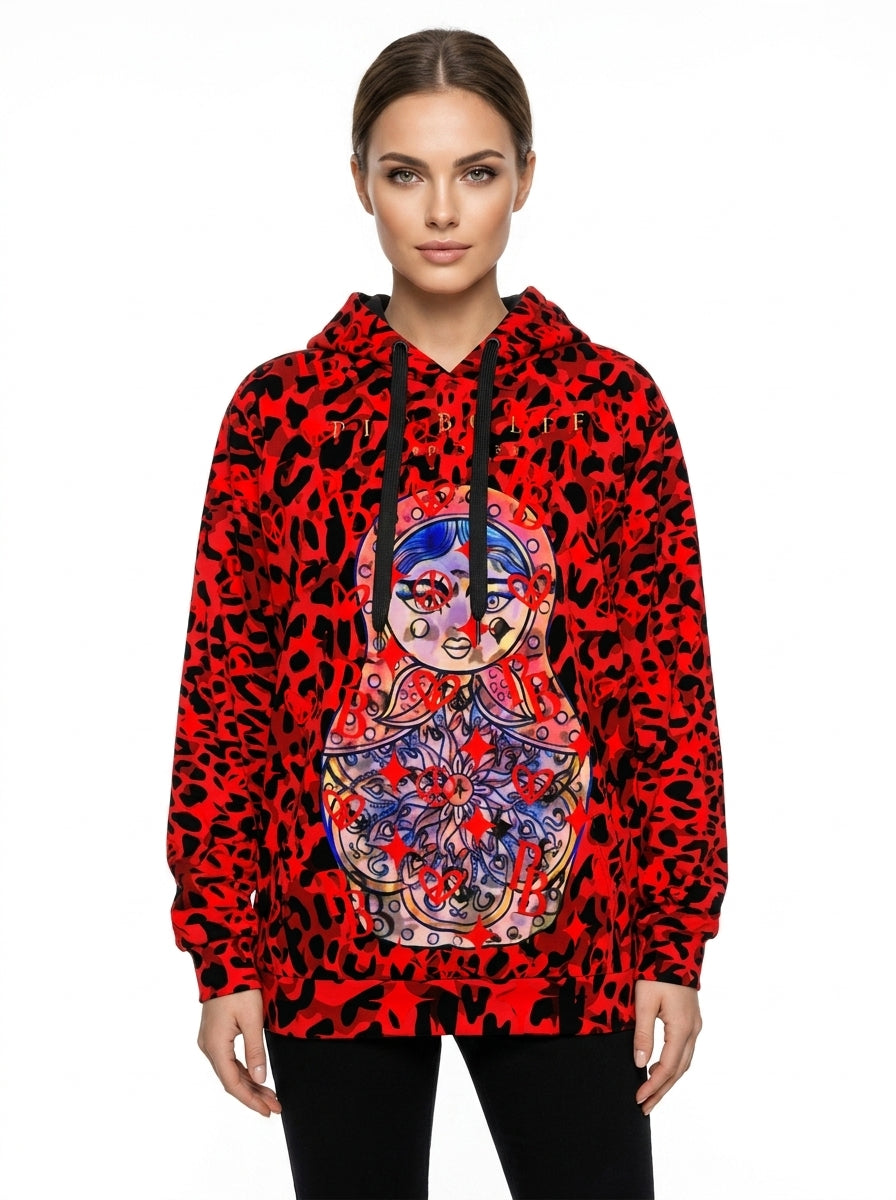 PIA BOLTE® Hoodie - Red Leo Matroschka - PIA BOLTE® COUTURE