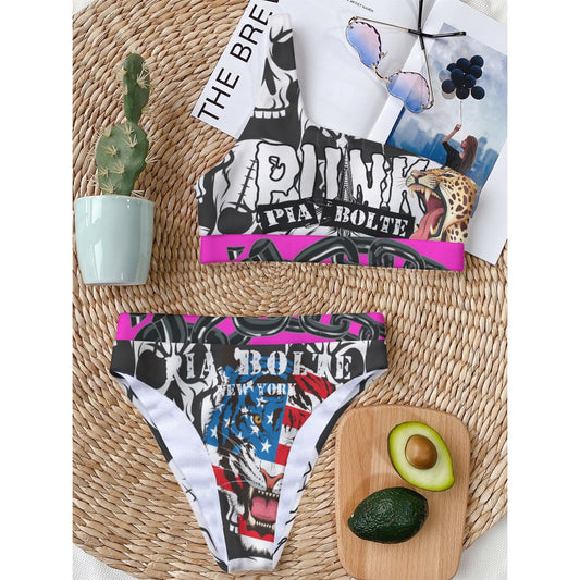 Women One Shoulder Bikini Punk Tiger ᴸᴵᴹᴵᵀᴱᴰ