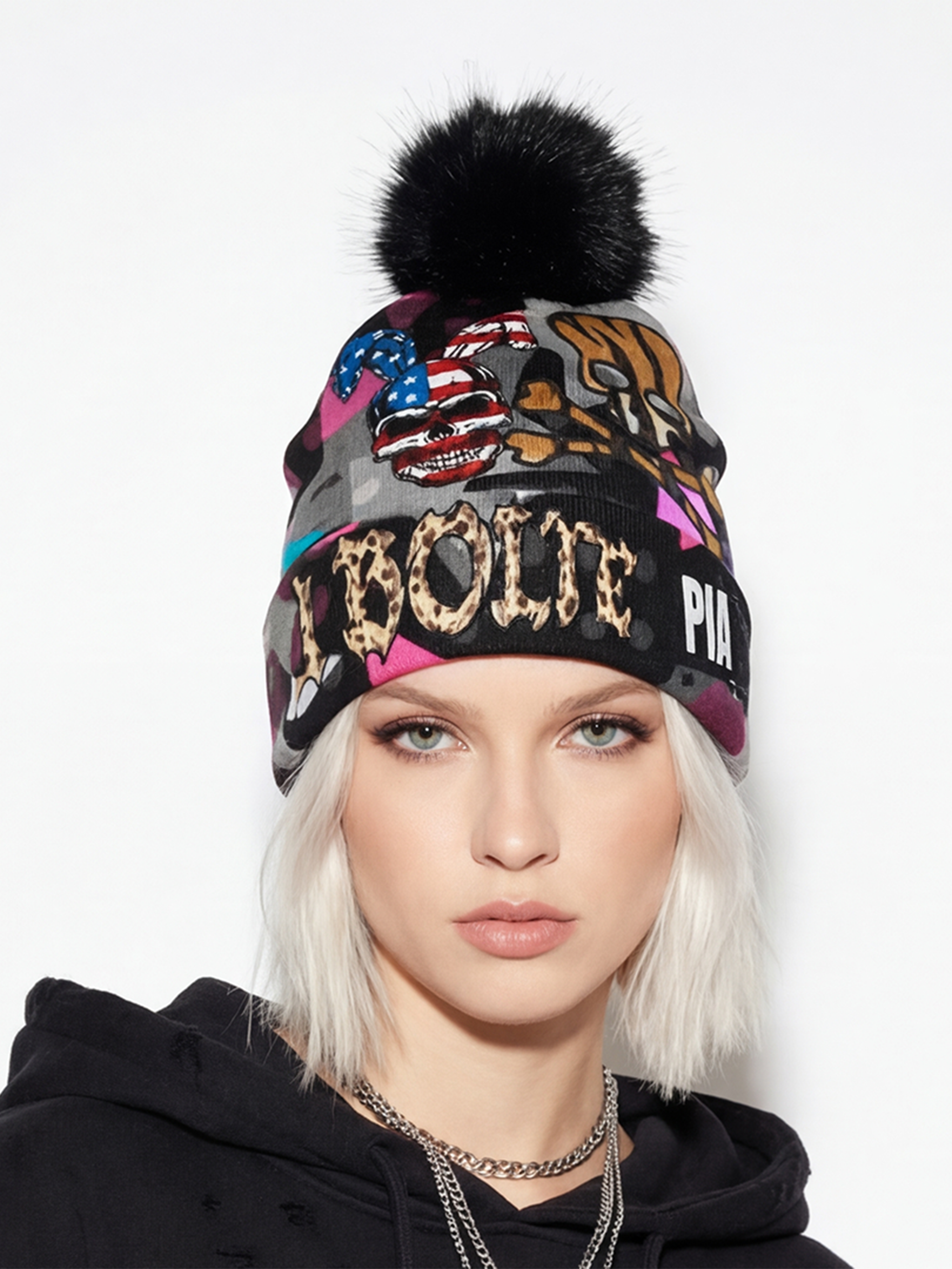 PIA BOLTE® Beanie – Leo Pink Skull Edition - PIA BOLTE® COUTURE