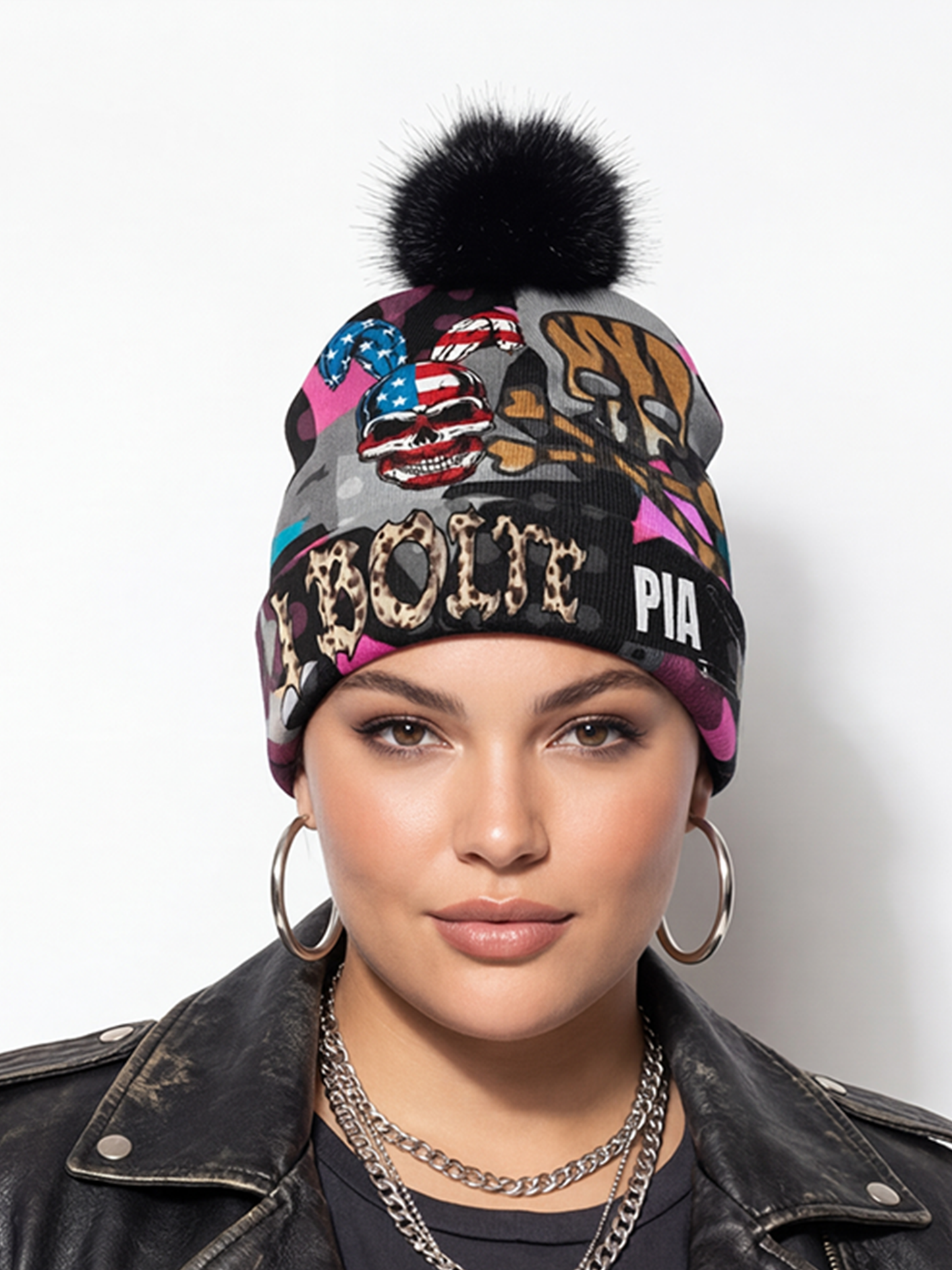 PIA BOLTE® Beanie – Leo Pink Skull Edition - PIA BOLTE® COUTURE