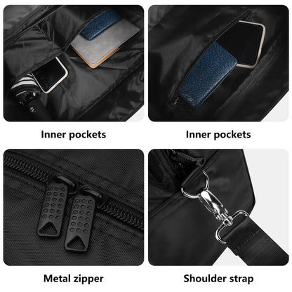 PIA BOLTE® Handtasche Crazy Shit mit Totenkopf-, Flammen- und Flaggen-Design, schwarzem Griff und Schultergurt