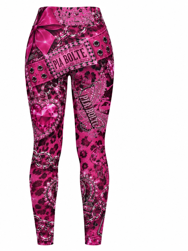 PIA BOLTE® PINK ROCKSTAR GLAM LEOPARD LEGGINGS