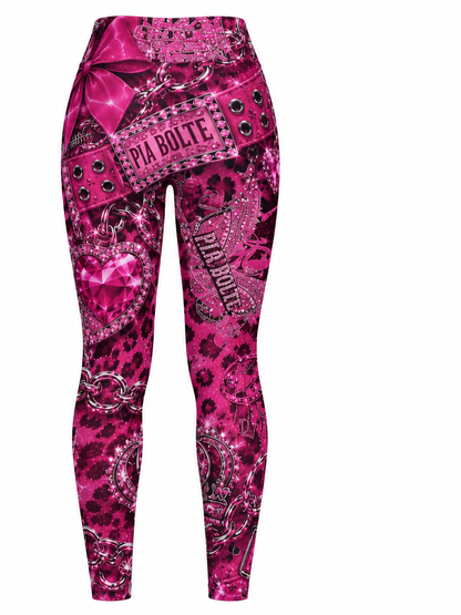 PIA BOLTE® PINK ROCKSTAR GLAM LEOPARD LEGGINGS
